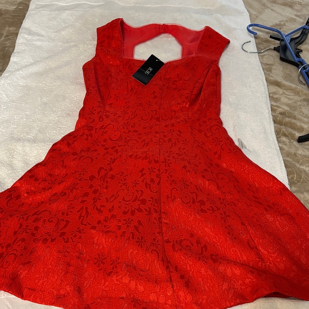 BCBG Vibrant Red Lace Mini Dress